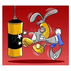 cartoon bunny mascot punching boxing bag