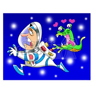 scott the astronaut cartoon character chased by alien