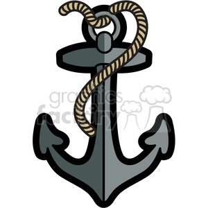 boat anchor with rope graphic illustration gray