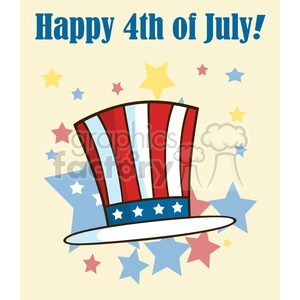 patriotic american top hat cartoon illustrations vector illustration greeting card