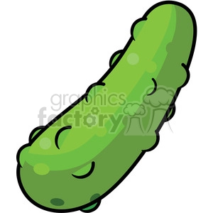 A clipart illustration of a green pickle with a simple cartoon style.