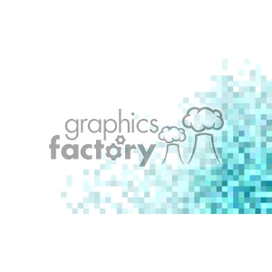 A digital clipart image featuring a gradient of blue pixel squares spreading out from the right side, creating an abstract, modern mosaic effect on a white background.