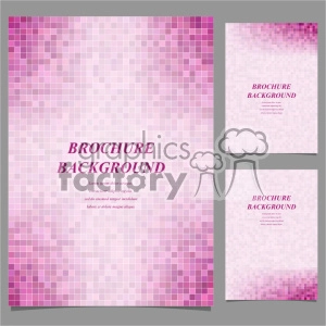 A set of pink-themed brochure backgrounds with a mosaic tile pattern. The primary large image and two smaller variations feature a gradient of pink tiles, with text placeholder areas labeled 'BROCHURE BACKGROUND' and lorem ipsum filler text.