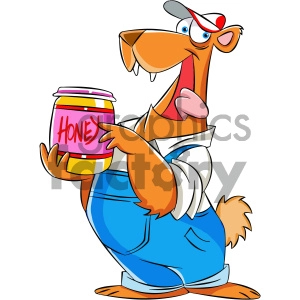 Cartoon bear with a jar of honey