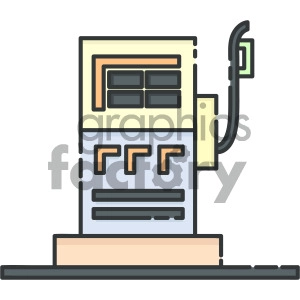 The clipart image shows a vector illustration of a fuel gas pump typically used to refuel automobiles and other motor vehicles.
