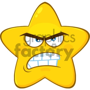 Royalty Free RF Clipart Illustration Angry Yellow Star Cartoon Emoji Face Character With Aggressive Expressions Vector Illustration Isolated On White Background