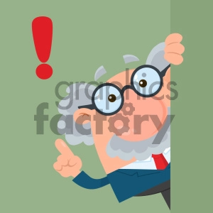 Professor Or Scientist Cartoon Character Looking Around Corner With Advice Vector Illustration Flat Design With Background