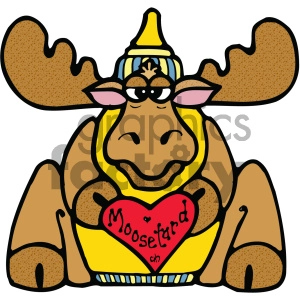 Valentine's Day Moose with Heart and Party Hat