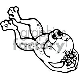 Cartoon Frog Clipart - Black and White Illustration