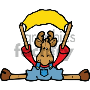 Cartoon Moose Waving Yellow Flag