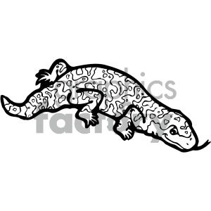 cartoon clipart reptiles 008 bw