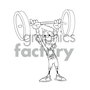 black and white cartoon weight lifters with prosthetic legs