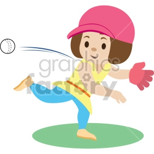 cartoon girl throwing ball