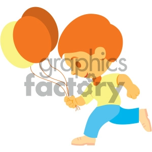 boy running with balloons vector illustration