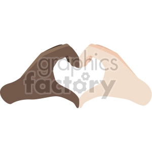 The clipart image shows two cartoon hands shaped into a heart. One hand is white and one hand is brown.
