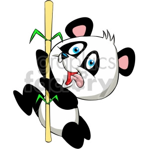 cartoon panda bear eating bamboo