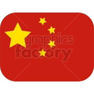 The image is a simplified or stylized representation of the flag of China. It features a large yellow star in the upper left corner with four smaller yellow stars to the right of the large star, arranged in an arc pattern. The background color is red.