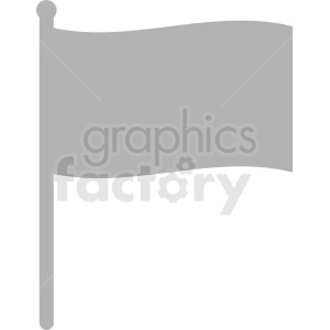 The image depicts a simple gray-scale graphic of a blank flag on a flagpole. The flag is unfurled, indicating motion as if in a light breeze.