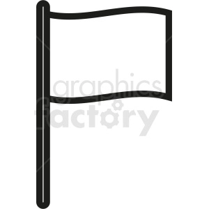The image shows a simple, monochrome clipart of a blank flag attached to a flagpole. 
