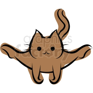 cartoon cat doing yoga jump split vector