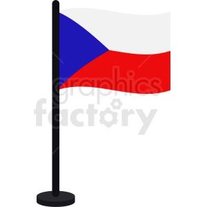 This is a clipart image of the Czech flag, consisting of two horizontal bands of white and red with a blue triangle extending from the flagpole side of the flag.