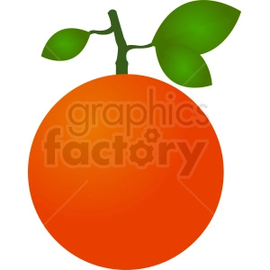 The clipart image shows a stylized orange fruit with a bright orange exterior and a green stem at the top.