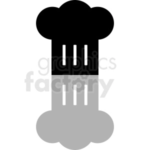 Clipart image of a chef's hat in black and grey colors.