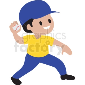 cartoon boy throwing baseball