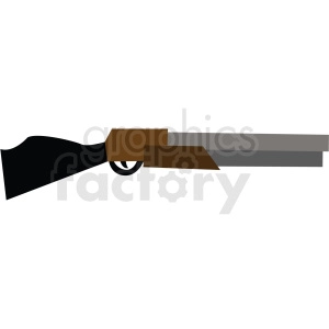 Clipart image of a simple, stylized shotgun with a black, brown, and grey color scheme.