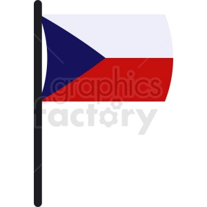 The image shows a clipart of the Czech flag. It consists of two horizontal stripes in white and red, with a blue triangle extending from the flagpole side.