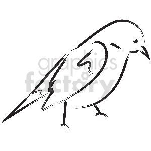 Simple black and white outline drawing of a bird