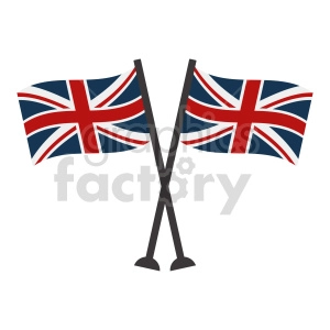 crossed Great Britain flags vector clipart 02