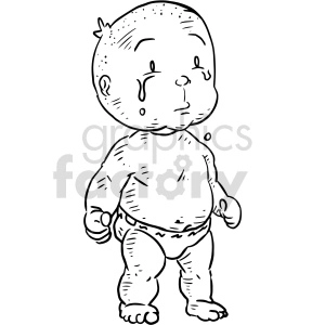 crying baby clipart black and white