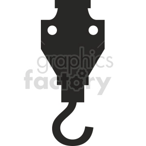 Clipart image of a crane hook in a simple black silhouette style.