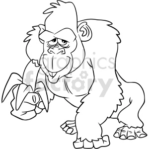 Cartoon clipart of a gorilla holding a banana.