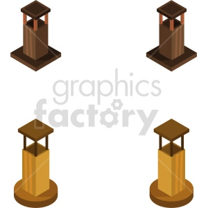 isometric brick chimney vector icon clipart bundle