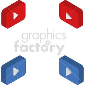 isometric play button vector icon clipart 2