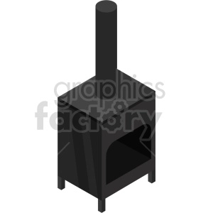 isometric wood burning stove vector icon clipart 2