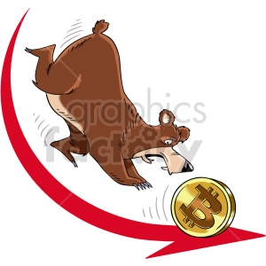 cartoon bear chasing bitcoin