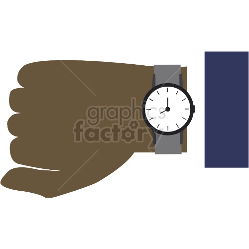 right black hand checking time vector graphic clipart