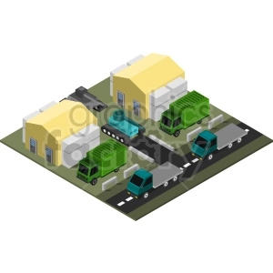 military base with road isometric vector graphic