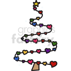Christmas tree with heart lights clipart