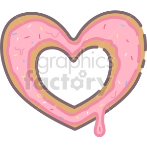 Valentines Day heart shaped doughnut vector graphic