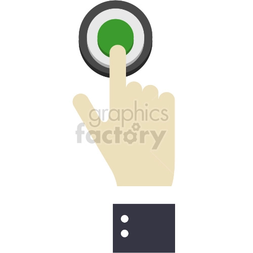 hand pushing green button vector clipart
