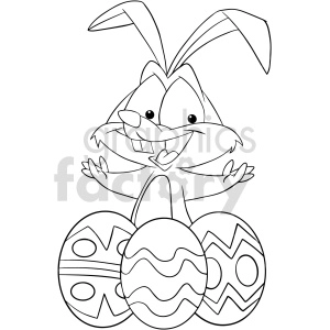 black and white cartoon easter bunny rabbit clipart