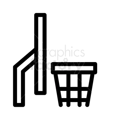 Black and white clipart image of a basketball hoop with a backboard.