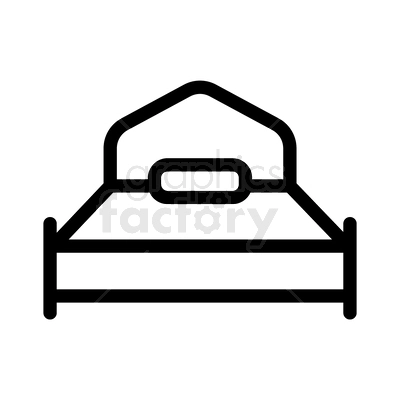 A simple black and white line art illustration of a bed with a pillow