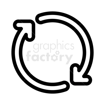 A black and white clipart image of a circular arrow icon representing a cyclic or refresh concept.