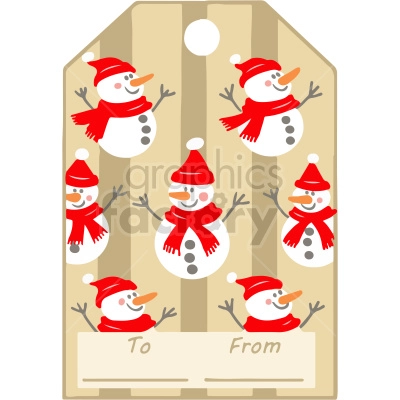 christmas name tag with snowmen vector clipart