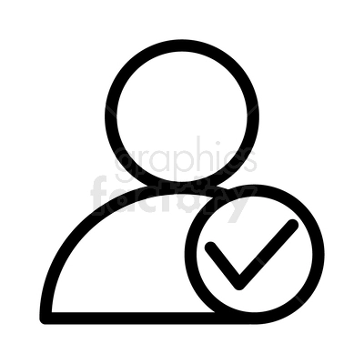 Clipart image of a user icon with a check mark, symbolizing a verified user or approval.